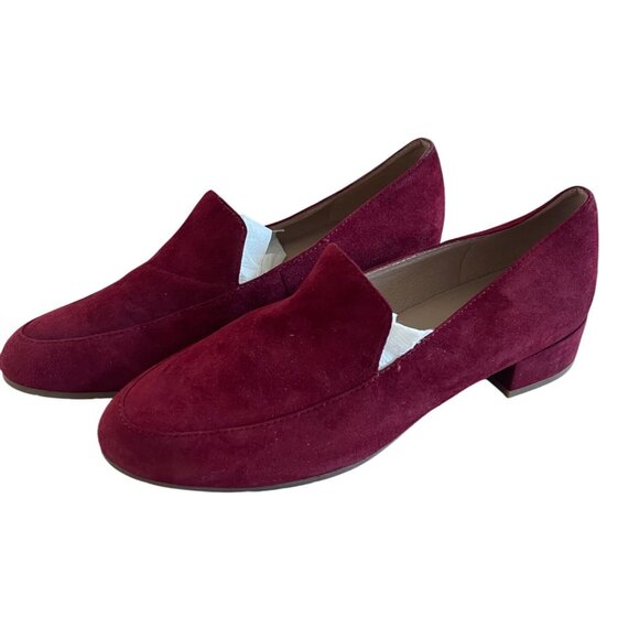 Eileen Fisher Elan Womens Loafer Size 8 Burgundy Block Padded Almond Toe Suede - Picture 2 of 14